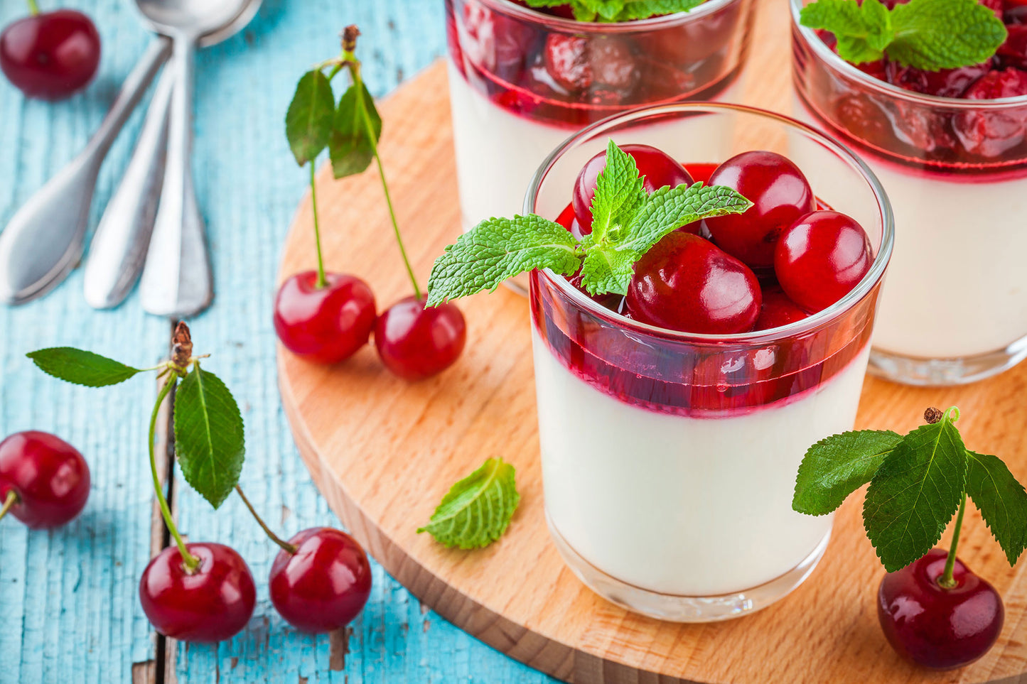 white chocolate cherry panna cotta
